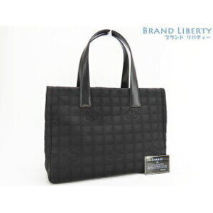 Chanel Travel Line Tote Bag Shoulder Black Nylon Leather